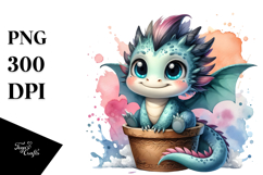Cute Baby Dragon In Vase | Clipart Product Image 1