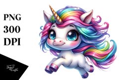 Cute Unicorn Running, Cool Haircut PNG Product Image 1
