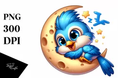 Crazy Baby Blue Jay Cartoon Clipart Product Image 1