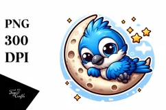 Crazy Baby Blue Jay Cartoon Clipart Product Image 1