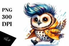 Cute Baby Owl Watercolor PNG Product Image 1