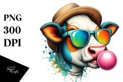 Colorful Cow Portrait | Sublimation | Clipart Product Image 1