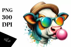 Colorful Cow Portrait | Sublimation | Clipart Product Image 1