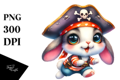 Cute Baby Rabbit with Pirate Hat PNG Product Image 1