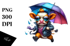 Cute Baby Cow Watercolor PNG Product Image 1