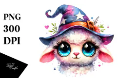 Funny Baby Lamb with Wizard Hat PNG Product Image 1