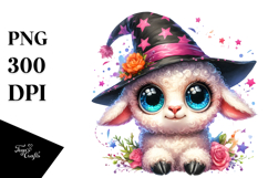 Vibrant Watercolor Crazy Eyes Baby Lamb PNG Product Image 1