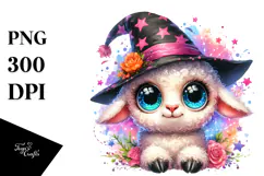 Funny Baby Lamb with Wizard Hat PNG Product Image 1