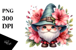 Cute Gnome with Flowers PNG Product Image 1