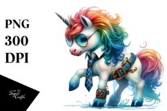 Colorful Baby Unicorn with Belt PNG Product Image 3