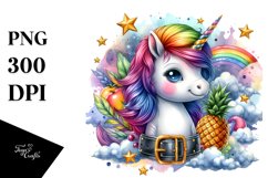 Colorful Baby Unicorn with Belt PNG Product Image 3