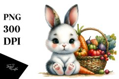 Colorful Baby Bunny | Watercolor | Basket Product Image 3