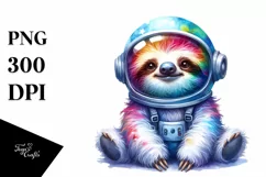 Colorful Baby Sloth Astronaut Clipart Product Image 3