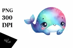 Smiling Watercolor Baby Whale | Sublimation | Clipart Product Image 3