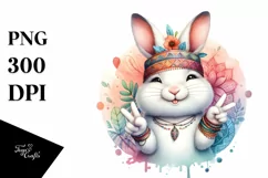Vibrant Bunny Victory Summer Sticker Flower Clipart Product Image 1