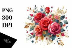 Colorful Red Roses Clipart, Transparent PNG Product Image 3