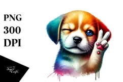 Colorful Winking Puppy PNG Product Image 1