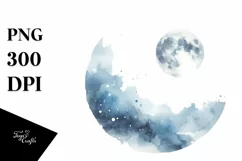 Simple Moon Watercolor Image | Tshirt|Tumbler|Mug|Clipart Product Image 1