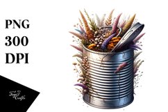 Artistic Can Filled with Large Heather | Clipart Product Image 3