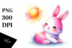 Colorful Baby Bunny Pinkish Smiling Sun | Sublimation | Product Image 1