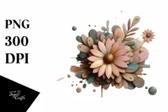 Pastel Stained Daisy Clipart, Transparent PNG Product Image 1