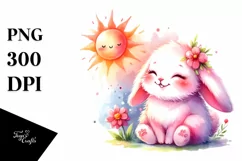 Colorful Baby Bunny Pinkish Sitting Sun | Sublimation | Product Image 3