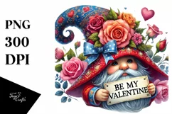 Valentines Gnome Holding Sign PNG Product Image 1