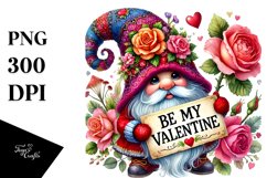 Colorful Watercolor Gnome Hearts PNG Product Image 1