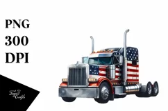 Vintage Semi Truck Fireworks Sticker Flower Clipart Product Image 1