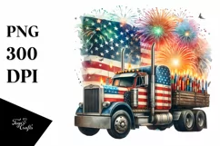 Festive Fireworks with USA Flag | Sublimation Clipart Product Image 3