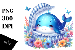 Colorful Baby Whale Sleeping | Clipart Product Image 1
