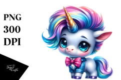 Cute Baby Unicorn with Cool Haircut PNG Product Image 1