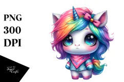 Cute Baby Unicorn Watercolor Drawing Product Image 1