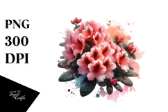 Rhododendron with Watercolor Splash PNG Product Image 1