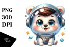 Cute Baby Bear with Astronaut Helmet PNG Product Image 1