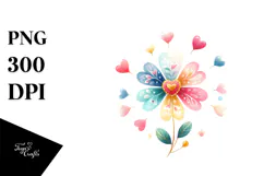 Simple Boho Flower with Heart Petals PNG Product Image 1