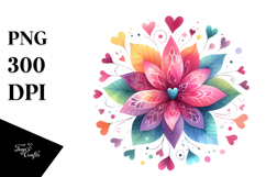 Simple Boho Flower, Watercolor PNG Product Image 1