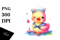 Colorful Baby Duck Sailor Sun | Sublimation | Clipart Product Image 1