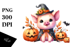 Cute Baby Pig Halloween Scene Product Image 1