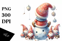 Cute Santa with Gnomes on a Moon PNG Product Image 3