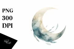 Whimsical Moon Clipart, Transparent PNG Product Image 1
