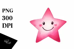 Very Simple Pinkish Smiling Star PNG Product Image 1