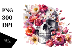 Half Skull Spring Flowers PNG Product Image 1