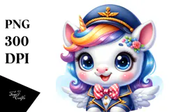 Smiling Unicorn with Sailor Outfit PNG Product Image 1