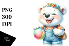 Happy Baby Polar Bear, PNG Design Product Image 1
