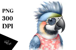 Cute Macaw with Cool Haircut, PNG Product Image 1