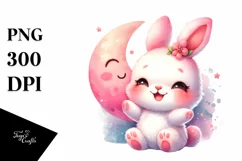 Colorful Smiling Cute Baby Bunny | Sublimation | Clipart Product Image 1