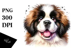 Happy Saint Bernard, Watercolor PNG Product Image 1