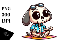 Silly Cartoon Skeletton with Beach Wear PNG Product Image 1