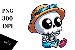 Silly Cartoon Skeletton with Beach Wear PNG Product Image 1